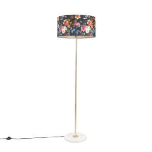 Stojací lampa mosaz s odstínem flóry 50 cm – Kaso
