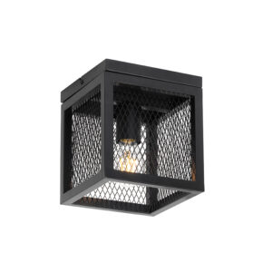 Průmyslová stropní lampa černá – Cage Mesh