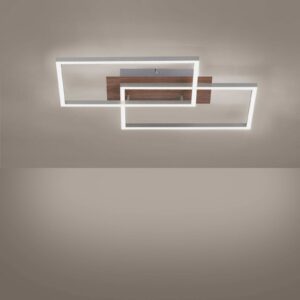 LED stropní světlo Iven dřevo/ocel 2zdroje čtverec