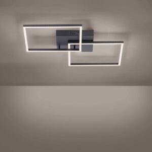 LED stropní světlo Iven, černá 2 zdroje čtverec