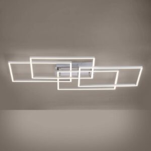 LED stropní světlo Iven, ocel, 4 zdroje čtverec