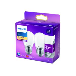 Philips LED žárovka E27 P45 4,3W 2 700K opál 2 ks