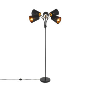 Moderní stojací lampa, černá, 5 světel, Carmen