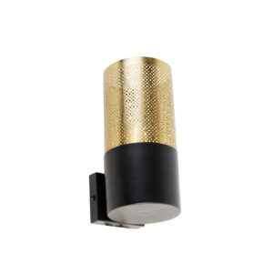 Industriální nástěnné svítidlo černé se zlatem 7,5 cm - Raspi