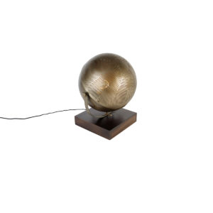 Průmyslová stolní lampa bronzová se dřevem – Haicha