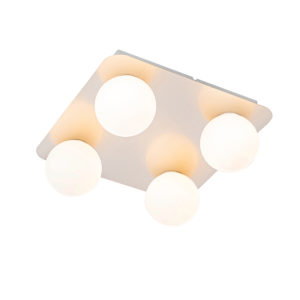 Moderne badkamer plafondlamp staal vierkant 4-lichts – Cederic