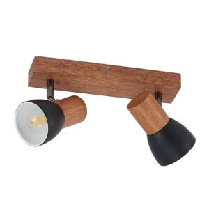 Lindby Tonja stropní reflektor se dřevem, 2 zdroje