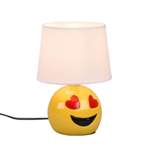 Stolní lampa Lovely, Ø 18 cm, žlutá/bílá