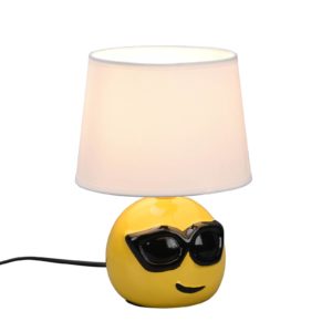 Stolní lampa Coolio, Ø 18 cm, žlutá/bílá
