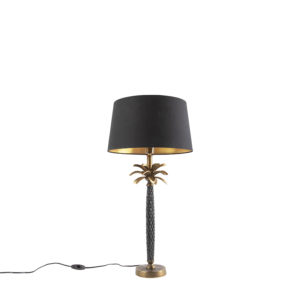 Art deco stolní lampa bronzová s černým odstínem 35 cm – Areka