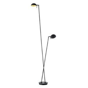 LED stojací lampa Samy v černé a zlaté, 2 zdroje