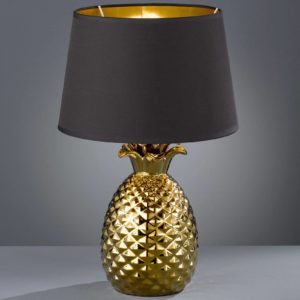 Zlatočerná textilní stolní lampa Pineapple, 45 cm