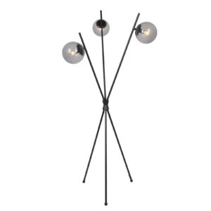 Lucande Sotiana stojací lampa, 3 koule, černá