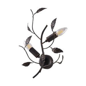 Nástěnná lampa Yos z kovu, dekor listí