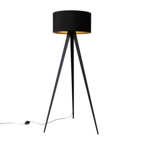 Chytrá stojací lampa černá s černým stínidlem včetně Wifi G95 – Ilse