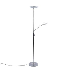 Aras - LED stojací lampa s lampou na čtení, chrom