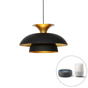 Chytrá závěsná lampa černá se zlatou včetně Wifi G95 – Titus