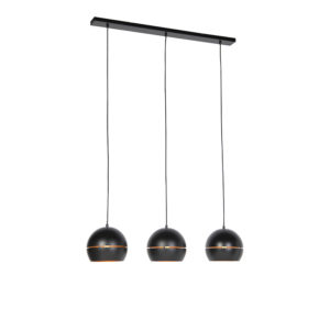 Designová závěsná lampa černá se zlatým vnitřním 3 světlem - Buell
