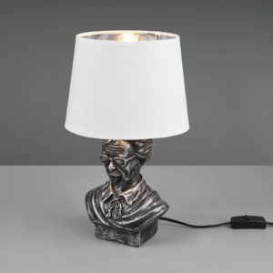 Stolní lampa Albert ve tvaru bysty, stříbrná/bílá