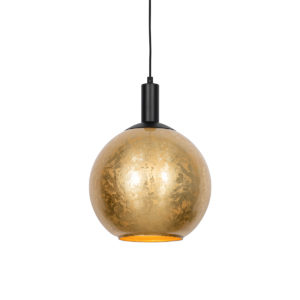 Designová závěsná lampa černá se zlatým sklem – Bert