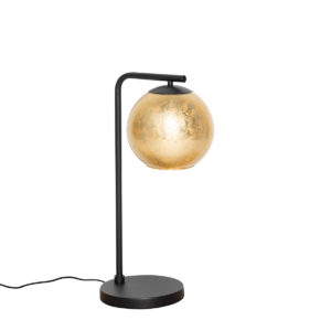 Designová stolní lampa černá se zlatým sklem – Bert
