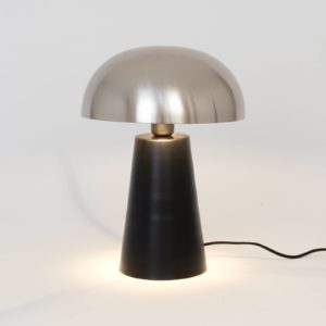 Stolní lampa Fungo, svítí dolů, černá/stříbrná