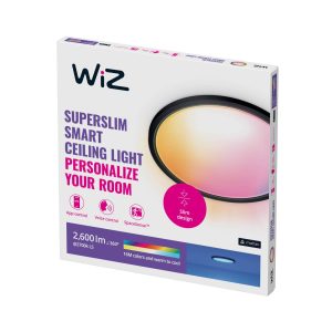 WiZ SuperSlim LED stropní světlo RGBW Ø42cm černá