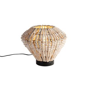 Orientální stolní lampa béžová s korálky – Moti