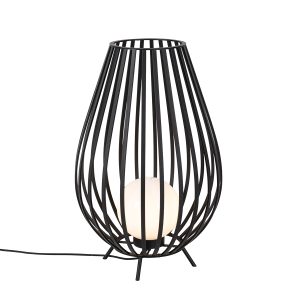 Designová stojací lampa černá s opálem 70 cm – Angela