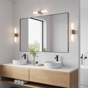 LED koupelnové nástěnné Helva Double Basic, dřevo