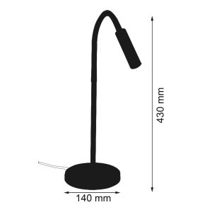 LED stolní lampa Rocco, matná černá rameno černá