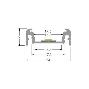 BRUMBERG montážní profil výška 9mm délka 2m hliník