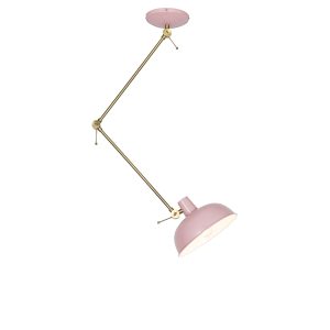 Retro stropní svítidlo růžové s bronzem – Milou
