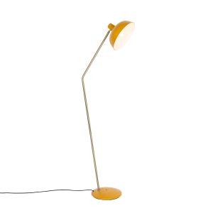 Retro stojací lampa žlutá s bronzem – Milou
