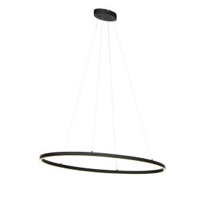 Designové závěsné svítidlo černé oválné včetně LED 3 stupňové stmívatelné - Ovallo