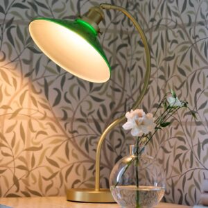 PR Home Stolní lampa Axel, mosazná barva, stínidlo ze zeleného skla