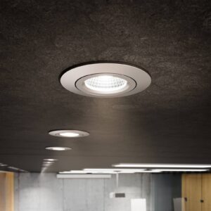 LED bodový podhled Diled, Ø8,5 cm, 10 W, Dim-To-Warm, ocel