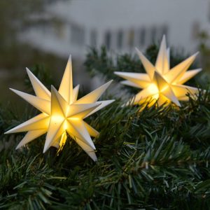 V bílé barvě – LED světelný řetěz 9 hvězd venkovní