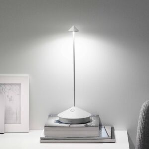 Zafferano Pina 3K dobíjecí stolní lampa IP54 bílá