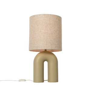 Designová stolní lampa béžová s béžovým plátěným stínidlem – Lotti